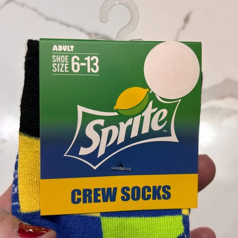 1-Pair Novelty Crew Socks Colorful Design - Sprite Double Bubble OR Tootsie Pops